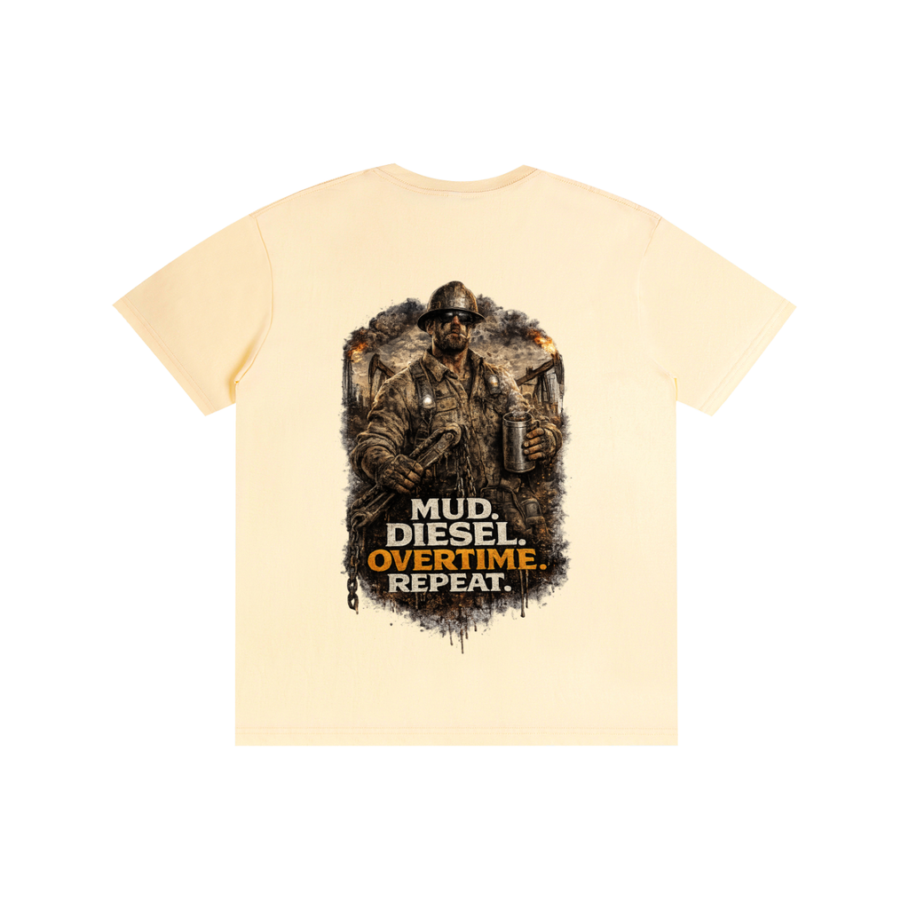 Mud. Diesel. Overtime. Repeat. — Pure Cotton Unisex Tee