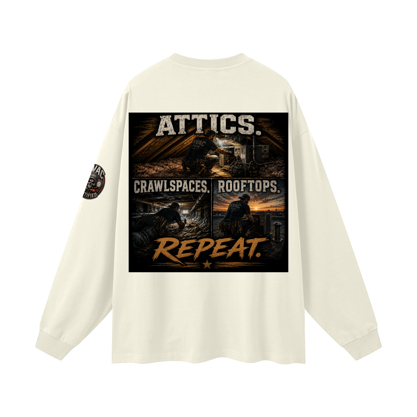 hvac shirt,hvac life,service technician,installer,crawlspace,attic work,rooftop unit,blue collar,trade apparel,Workwear