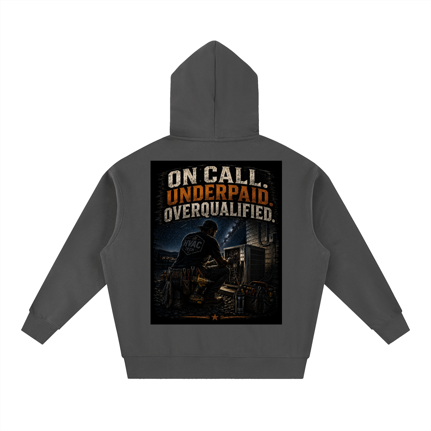 hvac,HVAC hoodie, on call,service technician,blue collar,tradesman,maintenance,refrigeration,dewalt,Installer