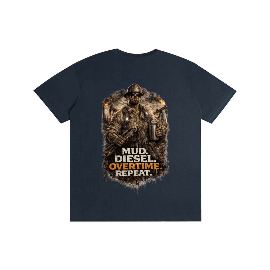 Mud. Diesel. Overtime. Repeat. — Pure Cotton Unisex Tee