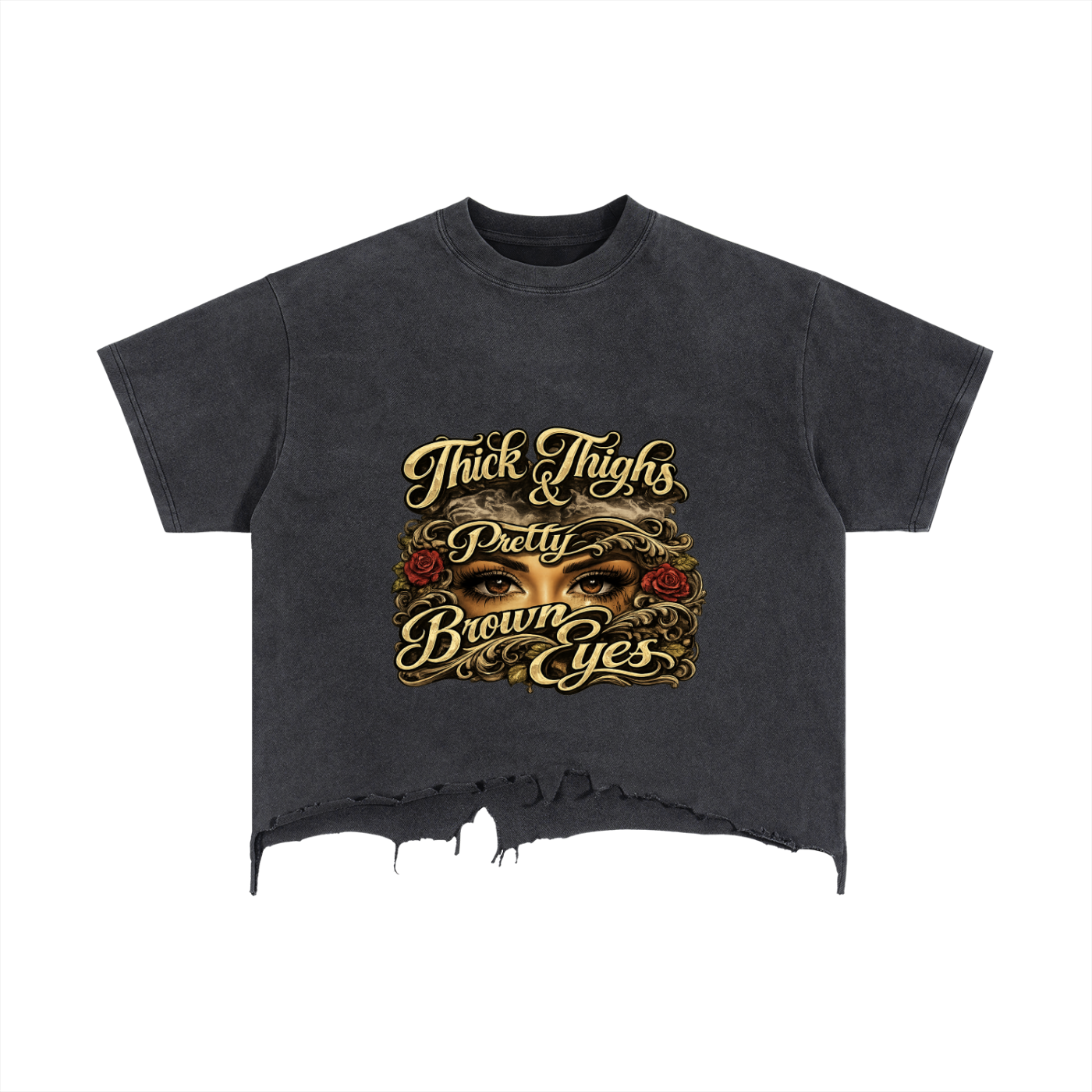 Brown Eyed Trouble — Vintage Wash Boxy Distressed Tee