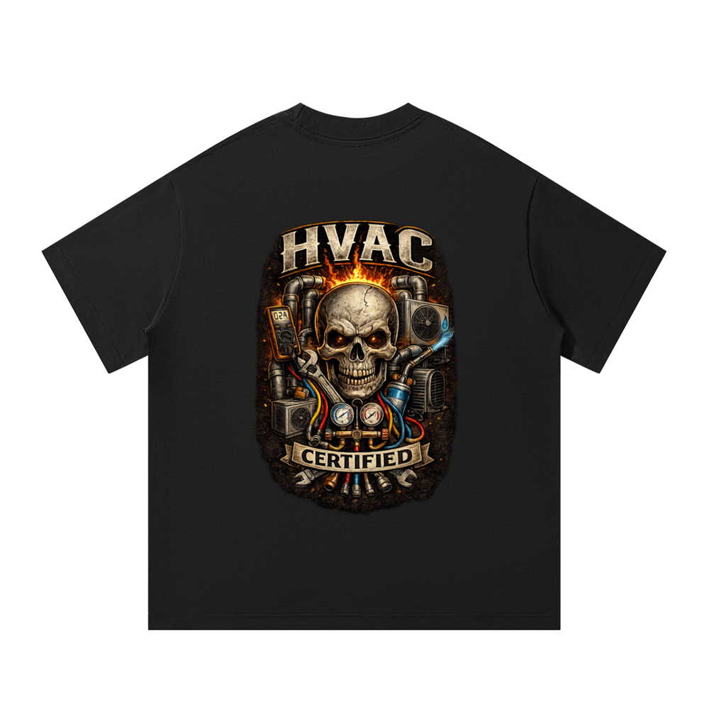 Hvac,Ac repairman,hvac technician,installer, skull shirt,refrigeration,tradesman
