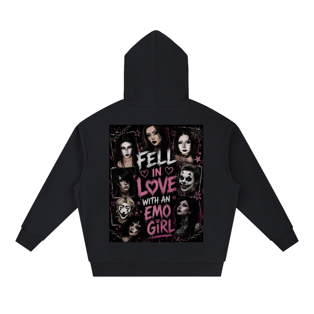 Emo,Emo hoodie ,Gothic hoodie,Dark romance ,Midnight aesthetic,Garciagang,Punk fashion,Streetwear,Oversized hoodie,Drop shoulder hoodie