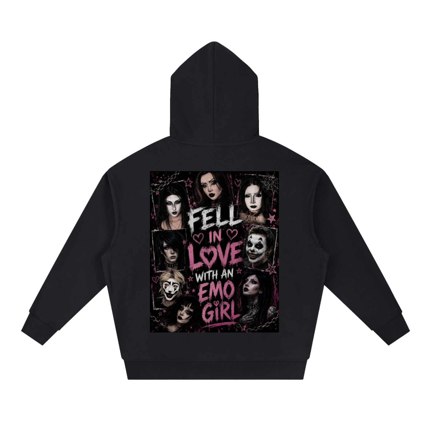 Emo,Emo hoodie ,Gothic hoodie,Dark romance ,Midnight aesthetic,Garciagang,Punk fashion,Streetwear,Oversized hoodie,Drop shoulder hoodie