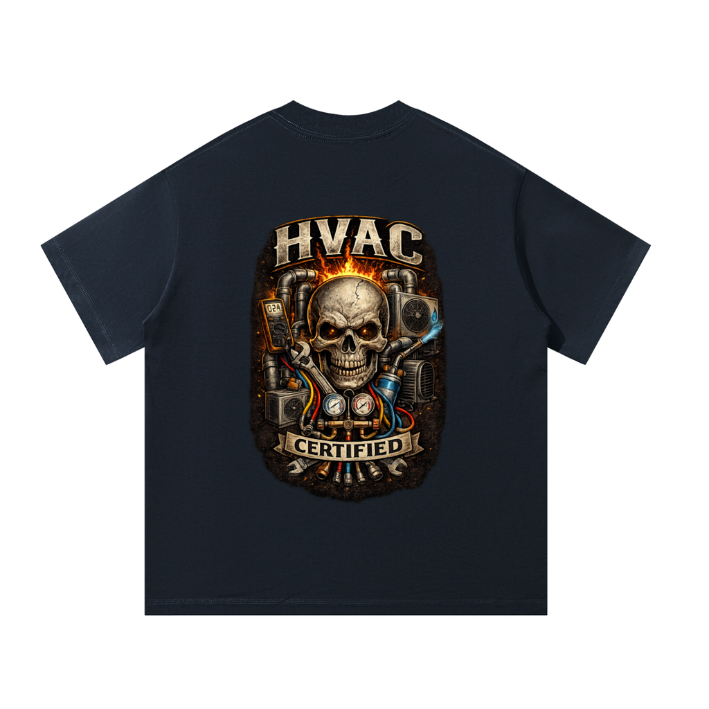 Hvac,Ac repairman,hvac technician,installer, skull shirt,refrigeration,tradesman