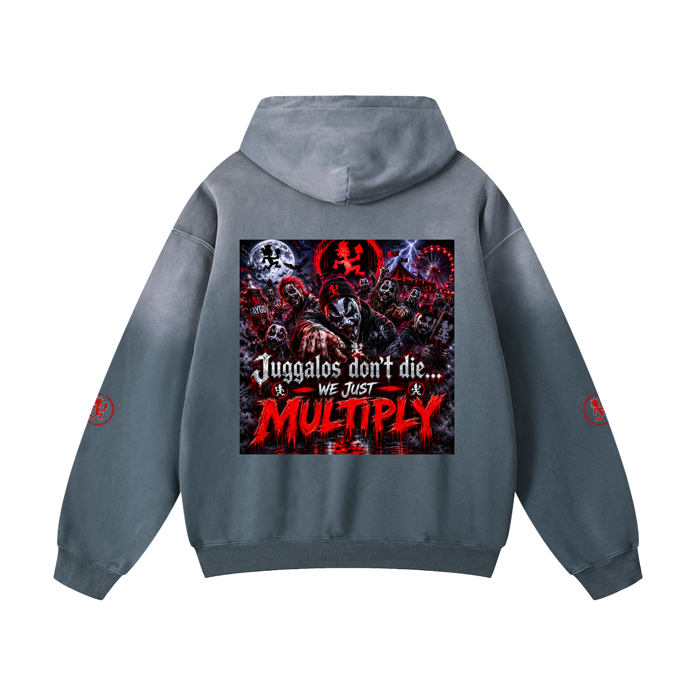 Juggalo,Horrorcore,Carnival horror,Goth,Dark streetwear,Underground,Edgy hoodie,Alternative fashion,Horror graphic,Spooky style