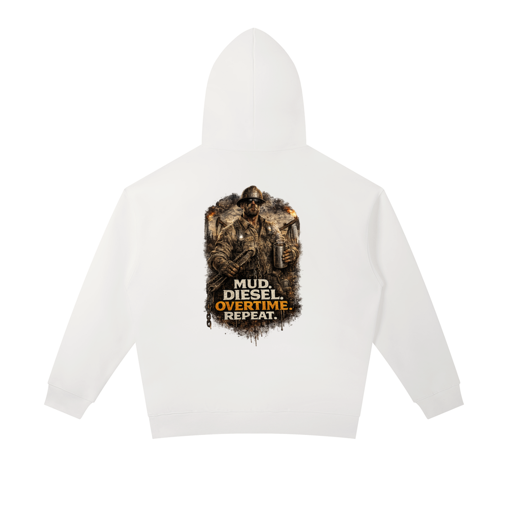 Mud. Diesel. Overtime. Repeat. — Essential Heavyweight Hoodie