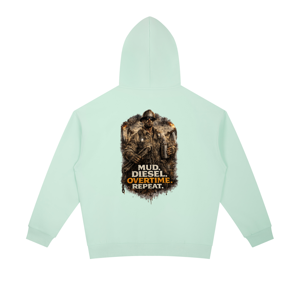 Mud. Diesel. Overtime. Repeat. — Essential Heavyweight Hoodie