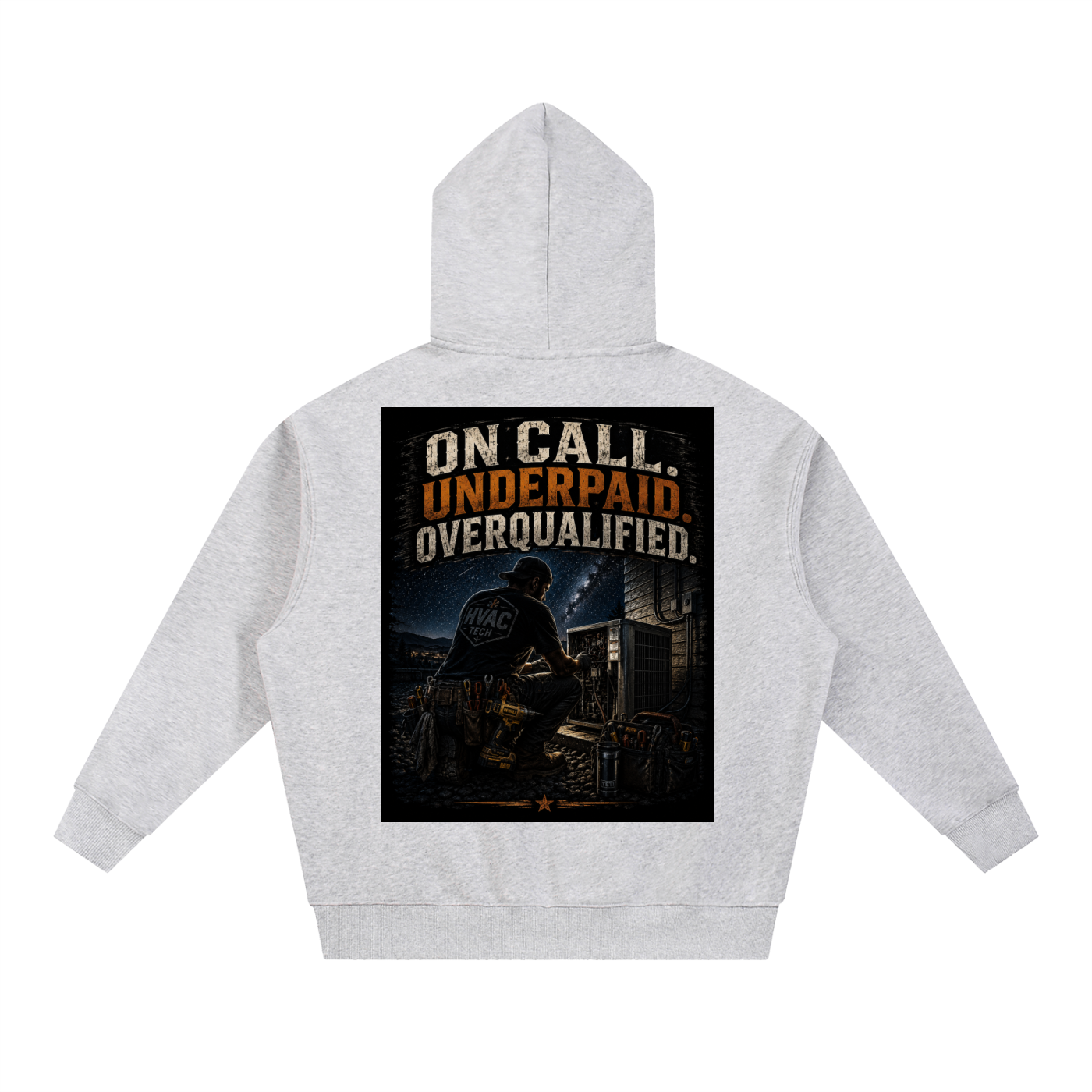 hvac,HVAC hoodie, on call,service technician,blue collar,tradesman,maintenance,refrigeration,dewalt,Installer