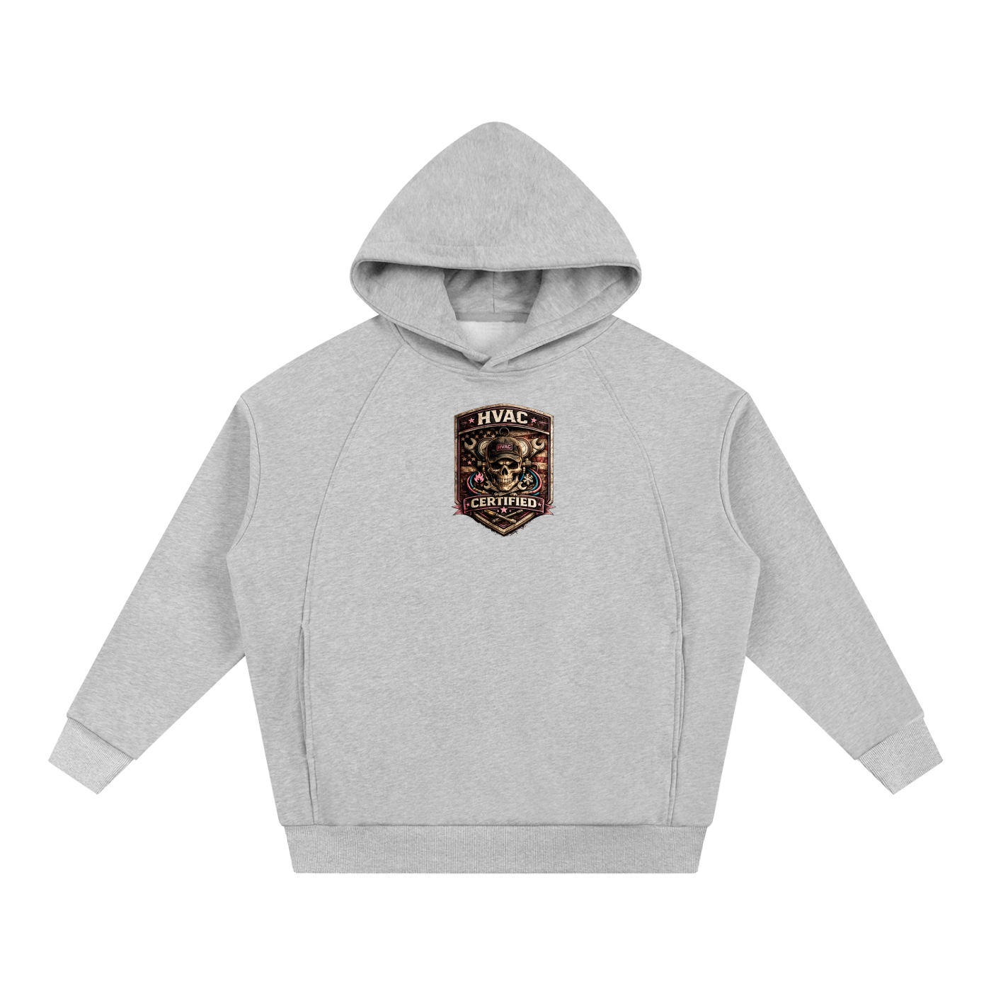 HVAC Certified™ – Women in the Trades Skull Badge Tee Essential Oversized Fleece Hoodie