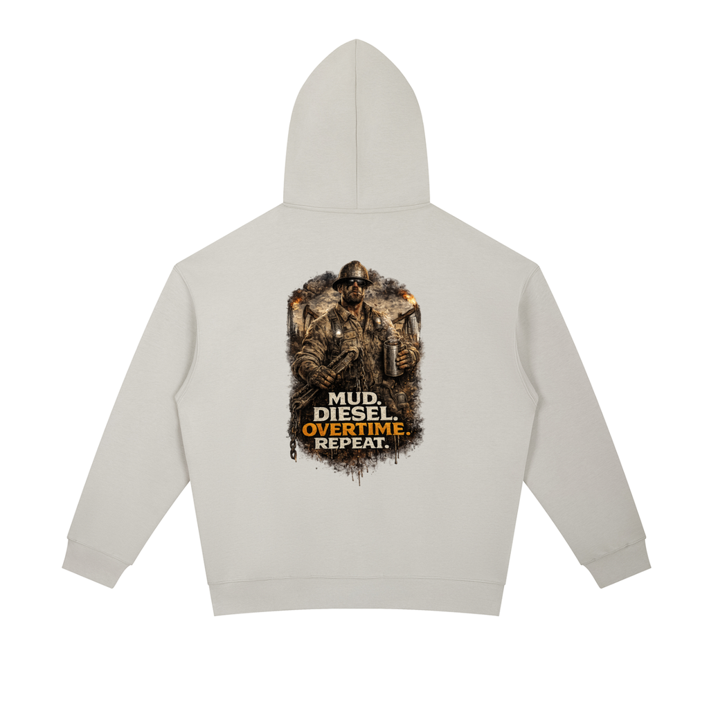 Mud. Diesel. Overtime. Repeat. — Essential Heavyweight Hoodie