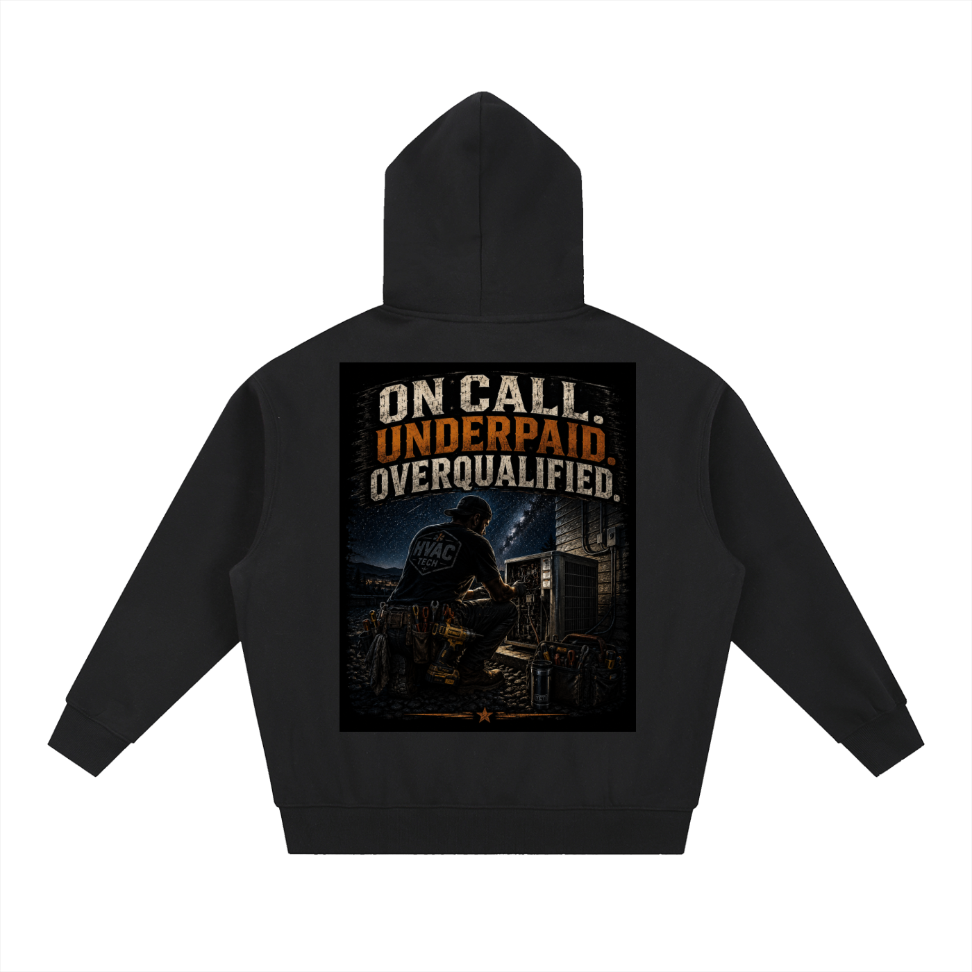 hvac,HVAC hoodie, on call,service technician,blue collar,tradesman,maintenance,refrigeration,dewalt,Installer