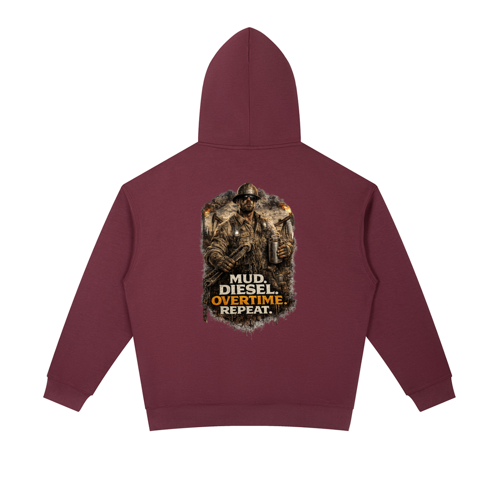 Mud. Diesel. Overtime. Repeat. — Essential Heavyweight Hoodie