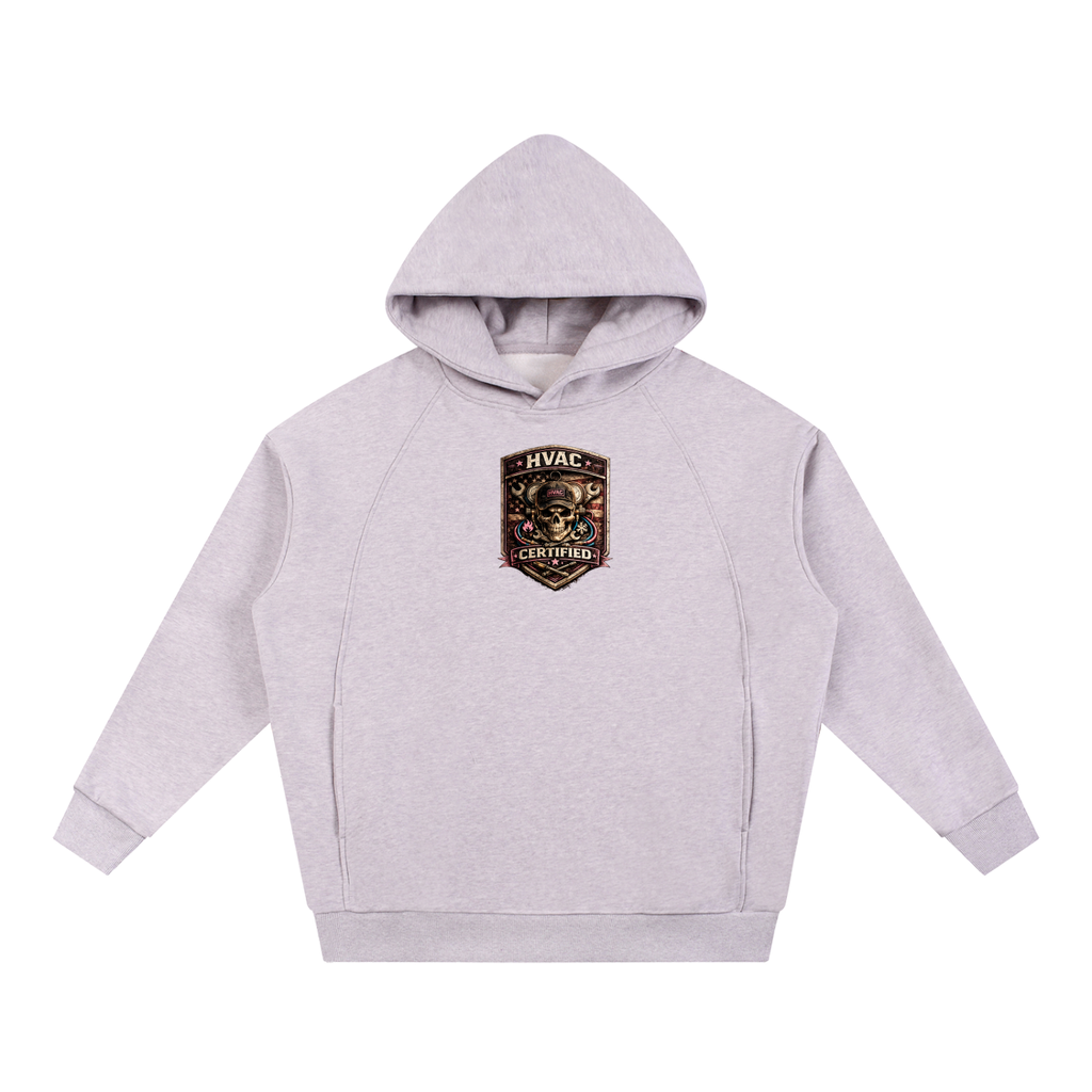 HVAC Certified™ – Women in the Trades Skull Badge Tee Essential Oversized Fleece Hoodie