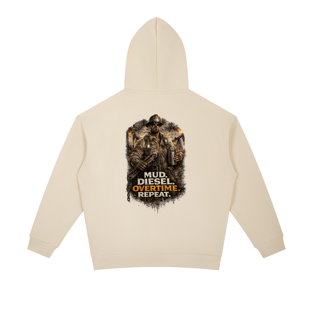 Mud. Diesel. Overtime. Repeat. — Essential Heavyweight Hoodie