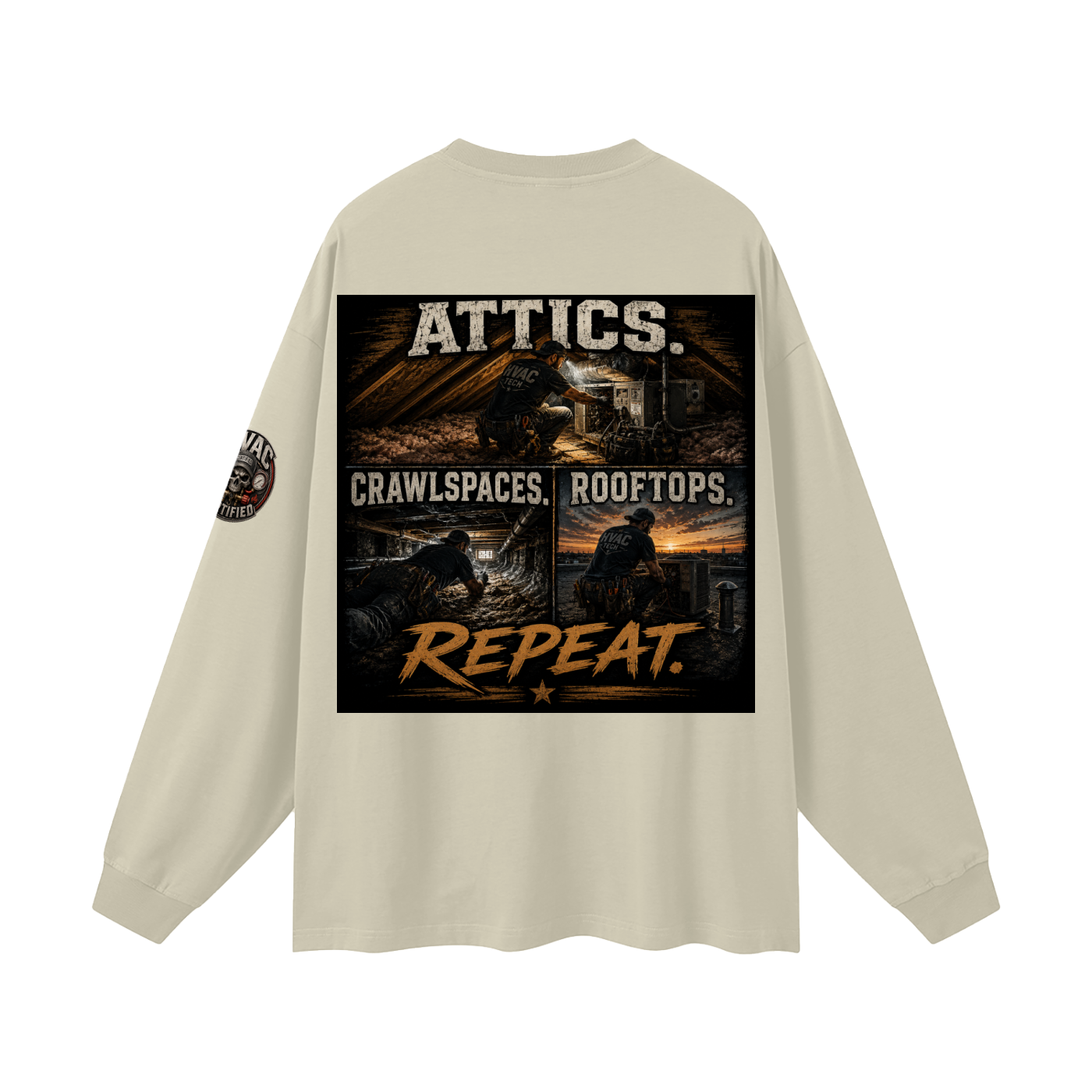 hvac shirt,hvac life,service technician,installer,crawlspace,attic work,rooftop unit,blue collar,trade apparel,Workwear