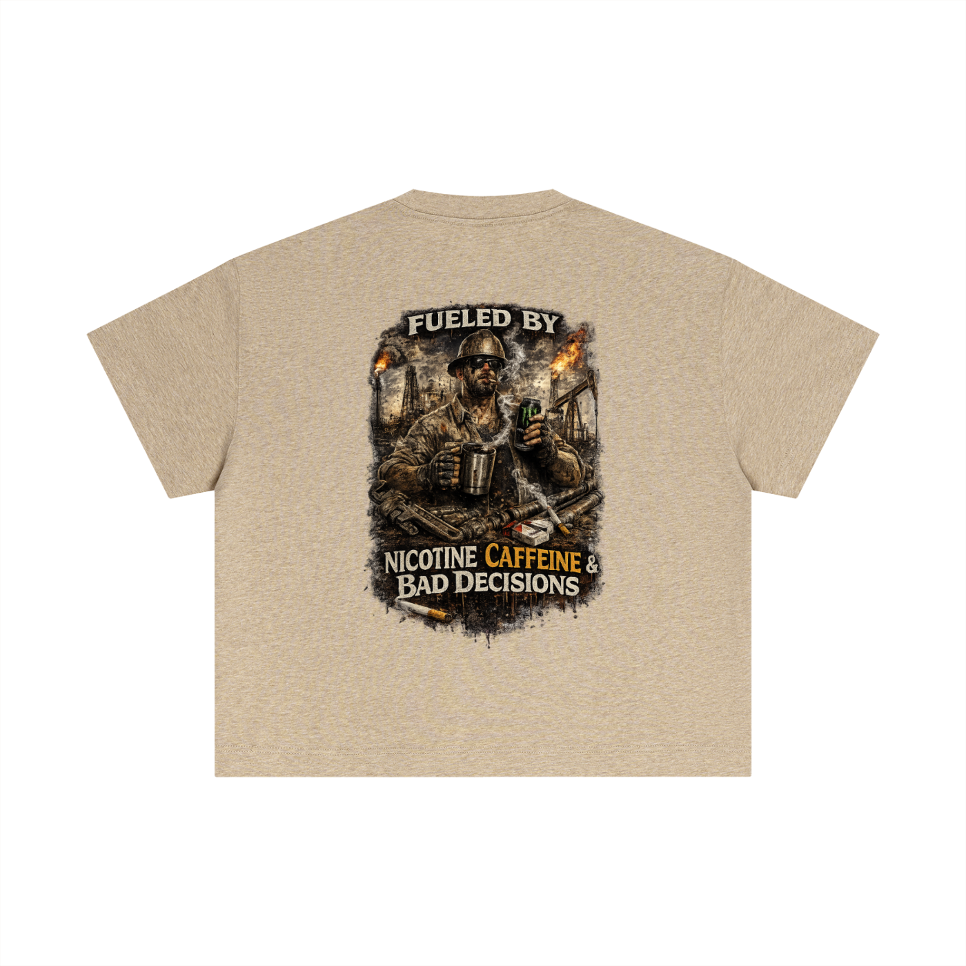 Fueled By Nicotine, Caffeine & Bad Decisions. — Essential Cotton Boxy Tee