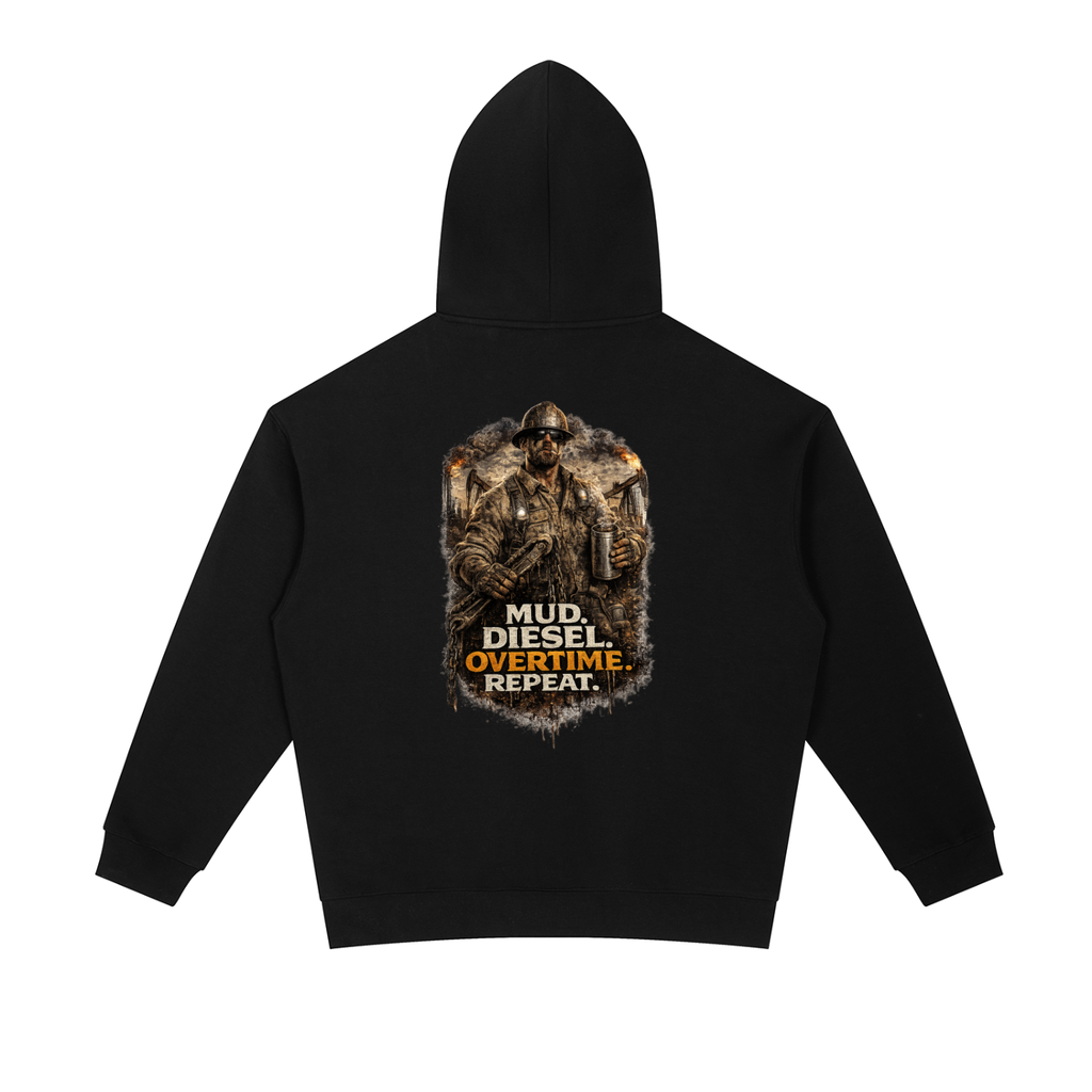 Mud. Diesel. Overtime. Repeat. — Essential Heavyweight Hoodie