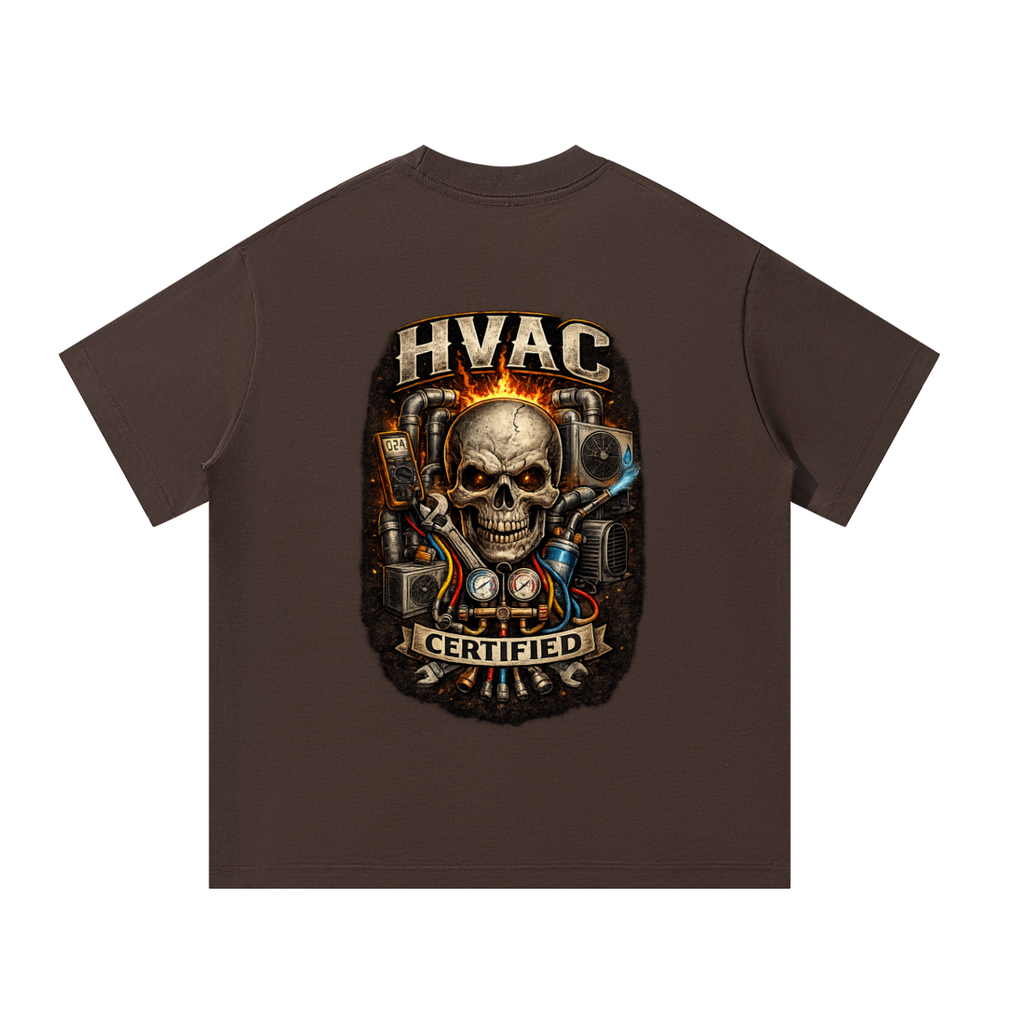 Hvac,Ac repairman,hvac technician,installer, skull shirt,refrigeration,tradesman