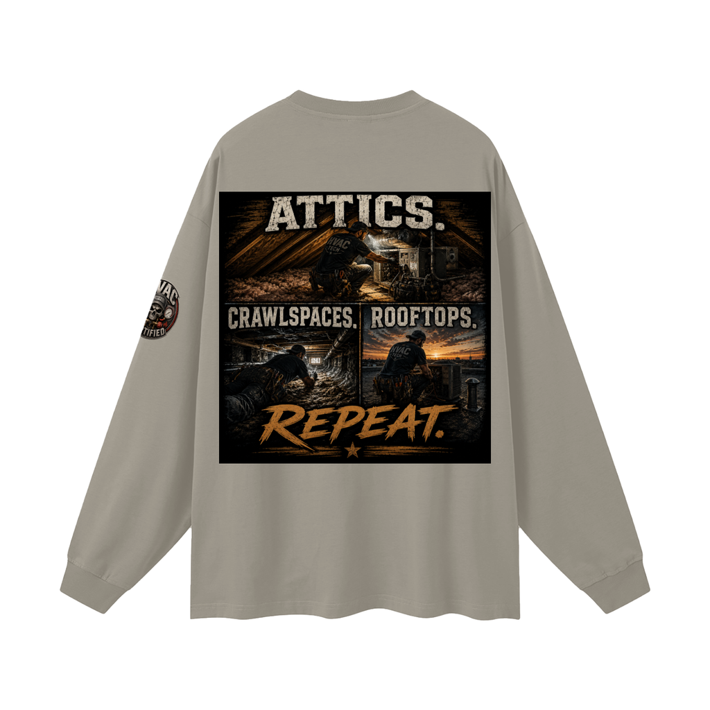 hvac shirt,hvac life,service technician,installer,crawlspace,attic work,rooftop unit,blue collar,trade apparel,Workwear
