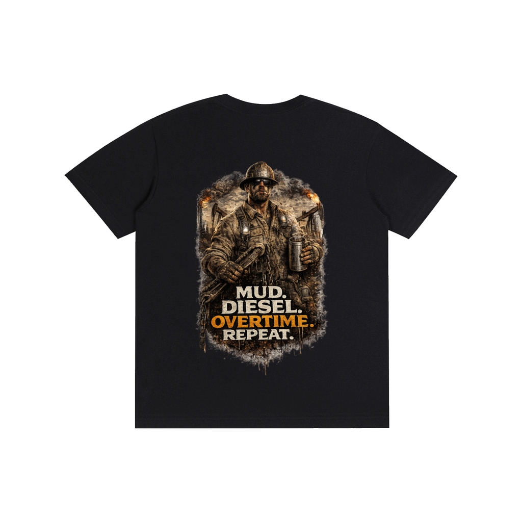 Mud. Diesel. Overtime. Repeat. — Pure Cotton Unisex Tee