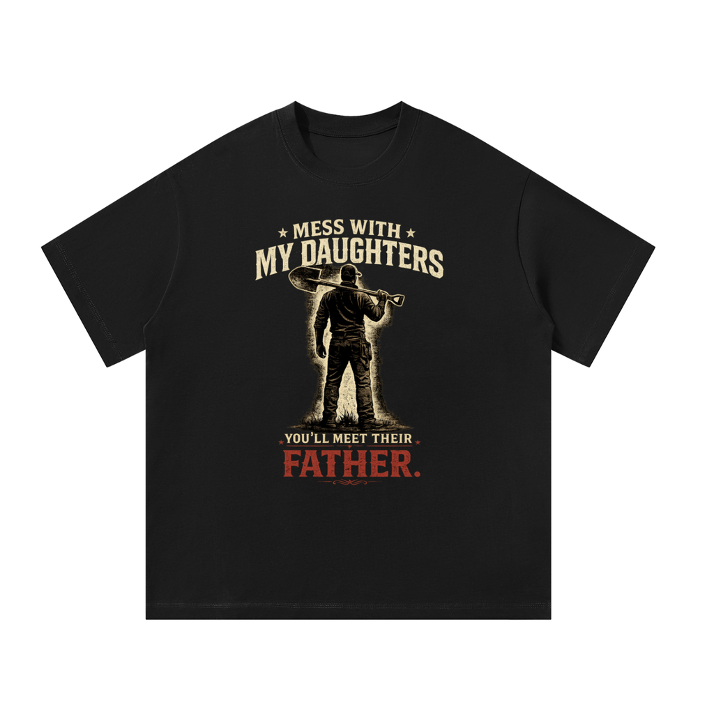 Girl Dad Warning — Unisex Oversized Tee