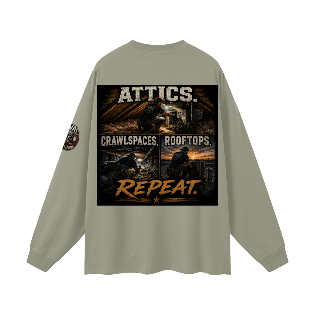 hvac shirt,hvac life,service technician,installer,crawlspace,attic work,rooftop unit,blue collar,trade apparel,Workwear
